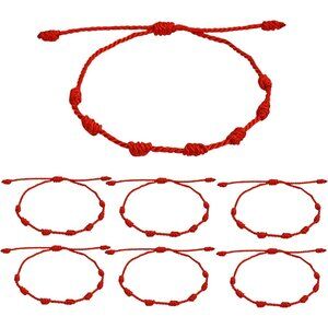 Handmade 7-Knot Red String Bracelets - 6 Pack for Luck and Protection